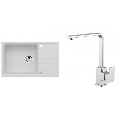 ALVEUS Zestaw INTERMEZZO 130 Zlewozmywak 780x480 mm + bateria RENO, biały ALVEUS Zestaw INTERMEZZO 130 Zlewozmywak 780x480 mm + bateria RENO, biały