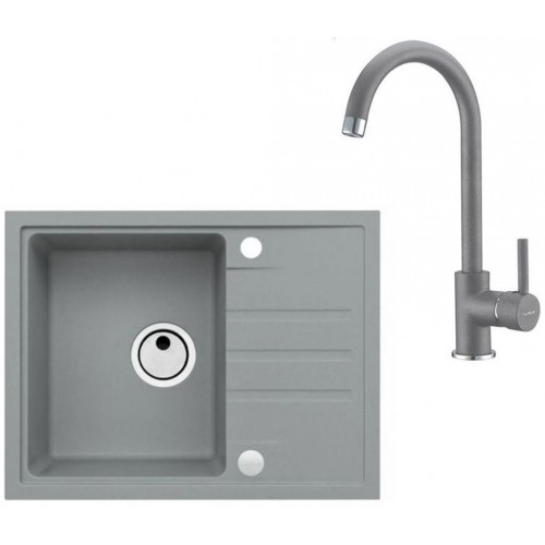 ALVEUS Zestaw INTERMEZZO 30 Zlewozmywak 620x480 mm + bateria AM 120, beton