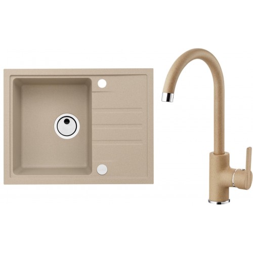 ALVEUS Zestaw INTERMEZZO 30 Zlewozmywak 620x480 mm + bateria TONIA, beżowy