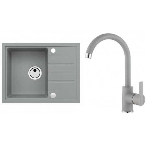 ALVEUS Zestaw INTERMEZZO 30 Zlewozmywak 620x480 mm + bateria TONIA, beton