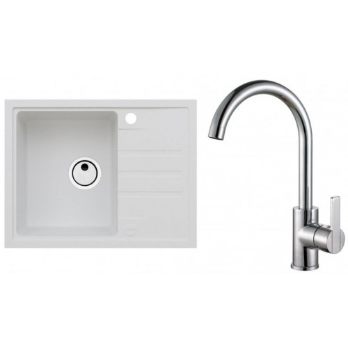 ALVEUS Zestaw INTERMEZZO 30 Zlewozmywak 620x480 mm + bateria TONIA, biały + chrom