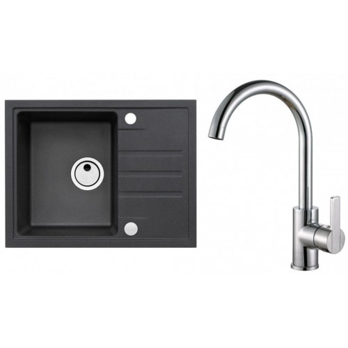 ALVEUS Zestaw INTERMEZZO 30 Zlewozmywak 620x480 mm + bateria TONIA, czarny + chrom ALVEUS Zestaw INTERMEZZO 30 Zlewozmywak 620x480 mm + bateria TONIA, czarny + chrom