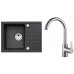 ALVEUS Zestaw INTERMEZZO 30 Zlewozmywak 620x480 mm + bateria TONIA, czarny + chrom