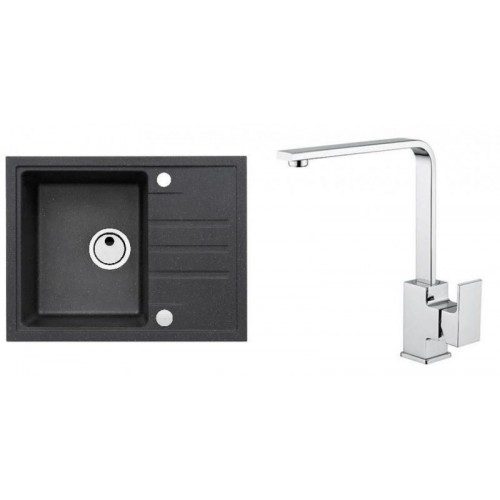 ALVEUS Zestaw INTERMEZZO 30 Zlewozmywak 620x480 mm + bateria RENO, czarny ALVEUS Zestaw INTERMEZZO 30 Zlewozmywak 620x480 mm + bateria RENO, czarny