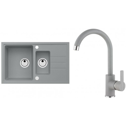 ALVEUS Zestaw INTERMEZZO 70 Zlewozmywak 780x480 mm + bateria TONIA, beton