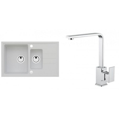 ALVEUS Zestaw INTERMEZZO 70 Zlewozmywak 780x480 mm + bateria RENO, biały