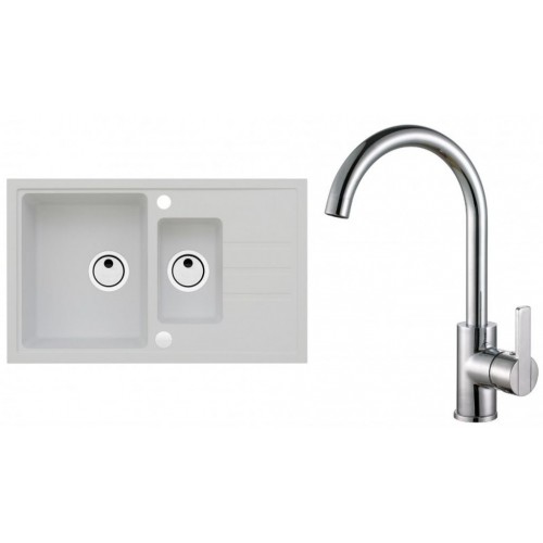 ALVEUS Zestaw INTERMEZZO 70 Zlewozmywak 780x480 mm + bateria TONIA, biały + chrom ALVEUS Zestaw INTERMEZZO 70 Zlewozmywak 780x480 mm + bateria TONIA, biały + chrom