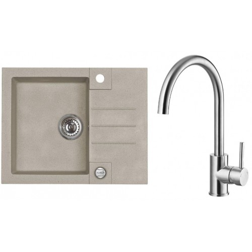 ALVEUS Zestaw ROCK 30 Zlewozmywak 595x475 mm + bateria ELZA, Pebble 02 + stal ALVEUS Zestaw ROCK 30 Zlewozmywak 595x475 mm + bateria ELZA, Pebble 02 + stal