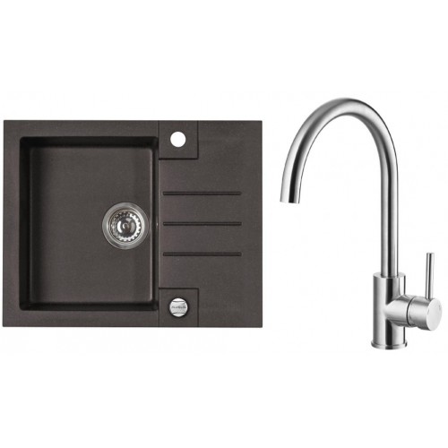 ALVEUS Zestaw ROCK 30 Zlewozmywak 595x475 mm + bateria ELZA, Chocolate 03 + stal ALVEUS Zestaw ROCK 30 Zlewozmywak 595x475 mm + bateria ELZA, Chocolate 03 + stal