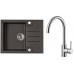 ALVEUS Zestaw ROCK 30 Zlewozmywak 595x475 mm + bateria ELZA, Chocolate 03 + stal