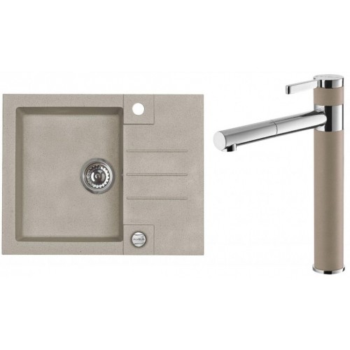 ALVEUS Zestaw ROCK 30 Zlewozmywak 595x475 mm + bateria ZINA, Pebble 02