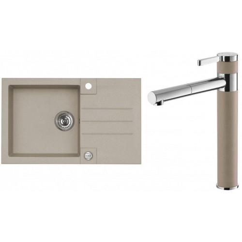 ALVEUS Zestaw ROCK 130 Zlewozmywak 780x480 mm + bateria ZINA, Pebble 02