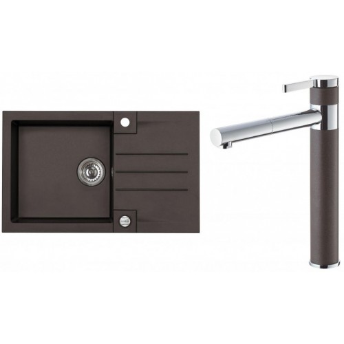 ALVEUS Zestaw ROCK 130 Zlewozmywak 780x480 mm + bateria ZINA, Chocolate 03 ALVEUS Zestaw ROCK 130 Zlewozmywak 780x480 mm + bateria ZINA, Chocolate 03