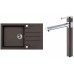 ALVEUS Zestaw ROCK 130 Zlewozmywak 780x480 mm + bateria ZINA, Chocolate 03