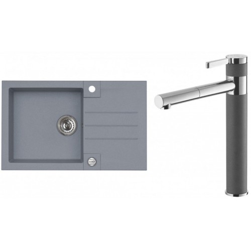 ALVEUS Zestaw ROCK 130 Zlewozmywak 780x480 mm + bateria ZINA, Steel 04