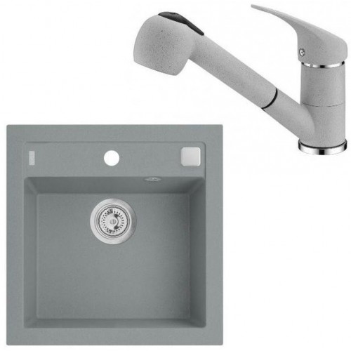 ALVEUS Zestaw FORMIC 20 Zlewozmywak 520x510 mm + bateria AM 20, beton