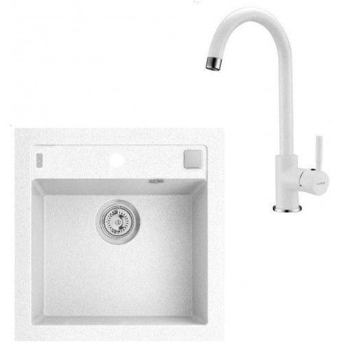 ALVEUS Zestaw FORMIC 20 Zlewozmywak 520x510 mm + bateria AM 120, biały