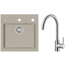 ALVEUS Zestaw FORMIC 20 Zlewozmywak 520x510 mm + bateria ELZA, Pebble 02 + stal