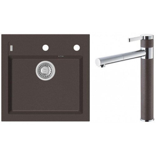 ALVEUS Zestaw FORMIC 20 Zlewozmywak 520x510 mm + bateria ZINA, Chocolate 03