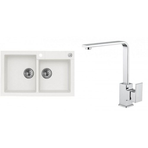 ALVEUS Zestaw ROCK 90 Zlewozmywak 780x480 mm + bateria RENO, biały ALVEUS Zestaw ROCK 90 Zlewozmywak 780x480 mm + bateria RENO, biały