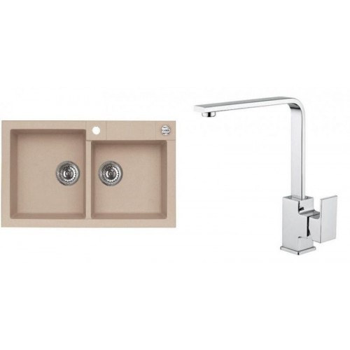 ALVEUS Zestaw ROCK 90 Zlewozmywak 780x480 mm + bateria RENO, beżowy ALVEUS Zestaw ROCK 90 Zlewozmywak 780x480 mm + bateria RENO, beżowy