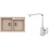 ALVEUS Zestaw ROCK 90 Zlewozmywak 780x480 mm + bateria RENO, beżowy