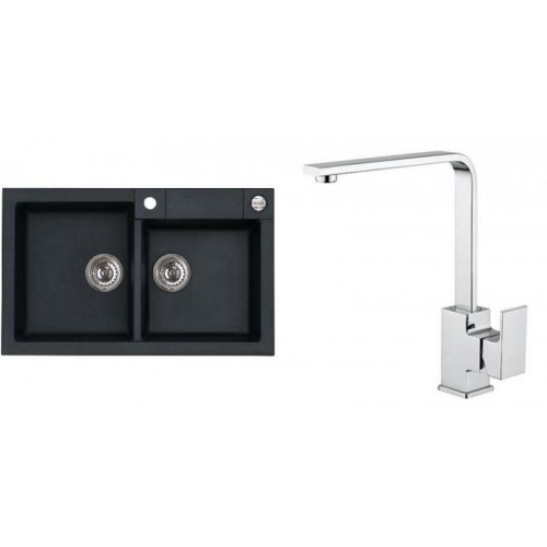 ALVEUS Zestaw ROCK 90 Zlewozmywak 780x480 mm + bateria RENO, czarny ALVEUS Zestaw ROCK 90 Zlewozmywak 780x480 mm + bateria RENO, czarny