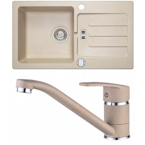 ALVEUS Zestaw VICTORIA 30 Zlewozmywak 780x435 mm + bateria NINA, beżowy ALVEUS Zestaw VICTORIA 30 Zlewozmywak 780x435 mm + bateria NINA, beżowy