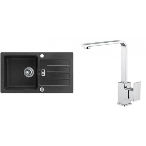 ALVEUS Zestaw VICTORIA 30 Zlewozmywak 780x435 mm + bateria RENO, czarny