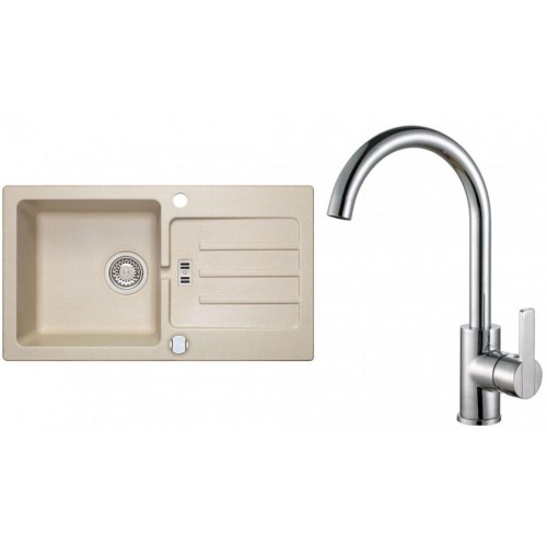 ALVEUS Zestaw VICTORIA 30 Zlewozmywak 780x435 mm + bateria TONIA, beżowy + chrom ALVEUS Zestaw VICTORIA 30 Zlewozmywak 780x435 mm + bateria TONIA, beżowy + chrom