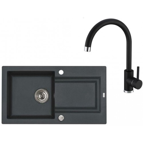 ALVEUS Zestaw FALCON 30 Zlewozmywak 780x435 mm + bateria TONIA, czarny