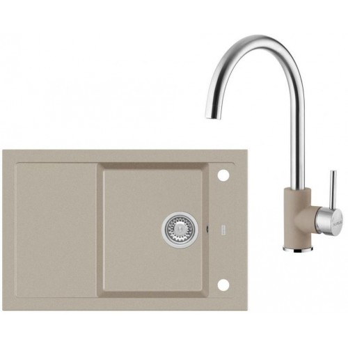 ALVEUS Zestaw FORMIC 30 Zlewozmywak 760x500 mm + bateria ELZA, Pebble 02