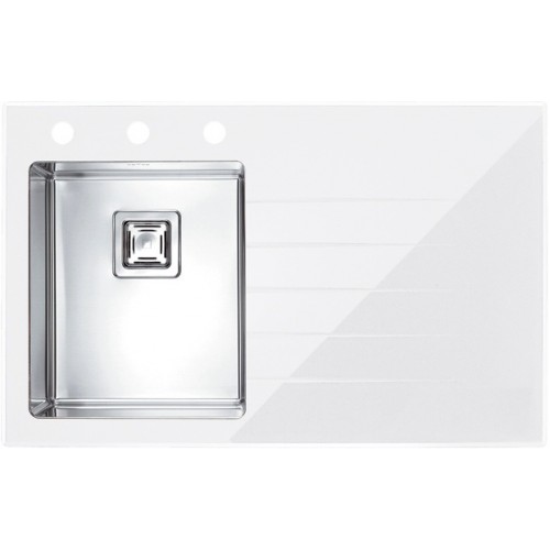 ALVEUS CRYSTALIX 10 Zlewozmywak szklany, biały/satyna, 860 x 540 mm, lewy 1099634
