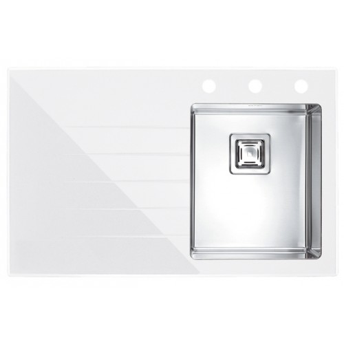 ALVEUS CRYSTALIX 10 Zlewozmywak szklany, biały/satyna, 860 x 540 mm, prawy 1099632