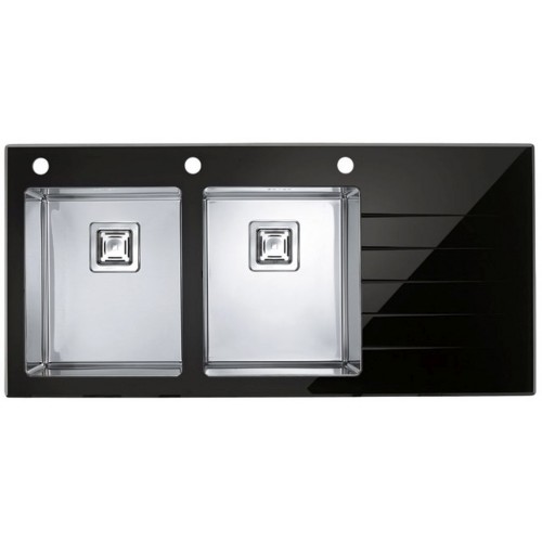 ALVEUS Crystalix 30 zlewozmywak szklany, 1160 x 540 mm, lewy, czarny 1070319