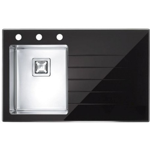 ALVEUS CRYSTALIX 10 Zlewozmywak szklany, czarny/satyna, 860 x 540 mm, lewy 1099633