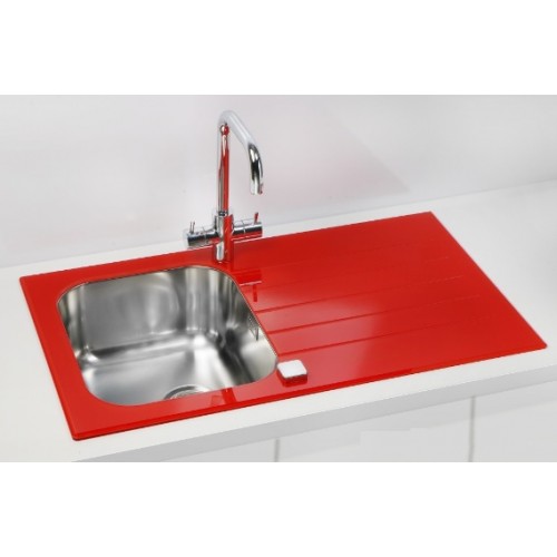 ALVEUS Glasix 10 zlewozmywak, 860 x 500 mm, satin, czerwony