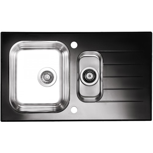 ALVEUS GLASSIX 20 Zlewozmywak stalowy/szklany, 860 x 500 mm, satin, czarny 1100015