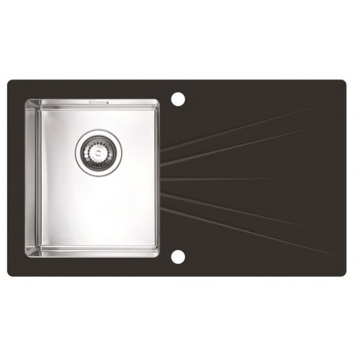 ALVEUS KARAT 10 Zlewozmywak stalowy/szklany, 860 x 500 mm, lewy, czarny 1102770 ALVEUS KARAT 10 Zlewozmywak stalowy/szklany, 860 x 500 mm, lewy, czarny 1102770