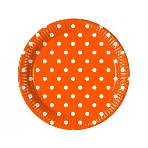 PROCOS Talerze papierowe 8 sztuk 23 cm Orange Dots Pomarńczowe 4483210