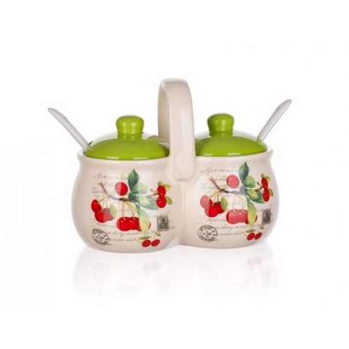 BANQUET Zestaw 2 szt. pojemników z łyżeczami 210 ml Cherry 60ZF1097CH BANQUET Zestaw 2 szt. pojemników z łyżeczami 210 ml Cherry 60ZF1097CH