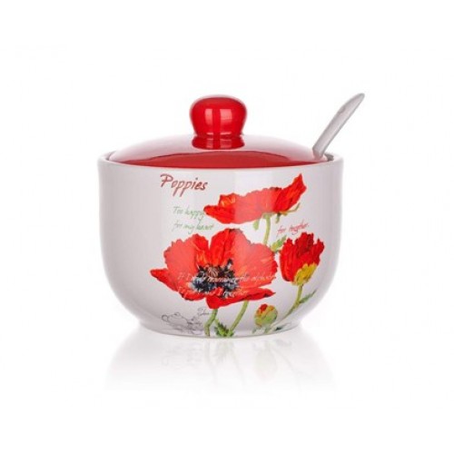 BANQUET Ceramiczna cukiernica z łyżeczką Red Poppy 60ZF1168RP