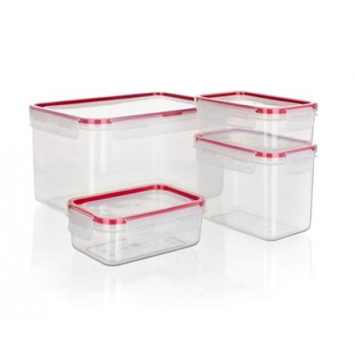 BANQUET 4-częściowy zestaw pojemników do żywności SUPER CLICK czerwone 55BR1104R