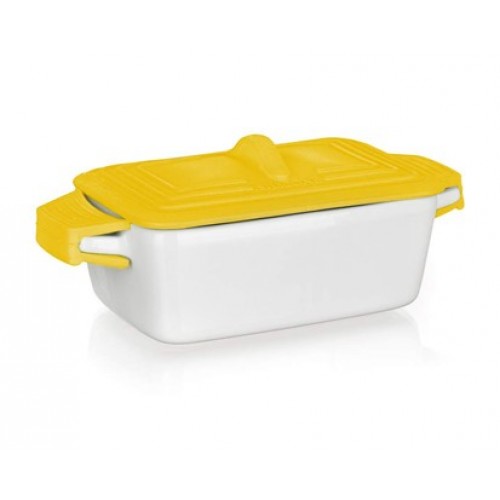 BANQUET Naczynie żaroodporne, forma do pieczenia z pokrywą silikonową YELLOW 60338027Y