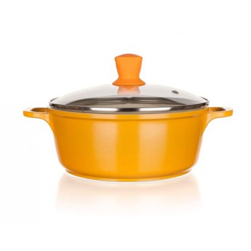 BANQUET Garnek z pokrywką ceramiczną 20 x 8,5 cm Gourmet Ceramia ORANGE 40SB20ACCO