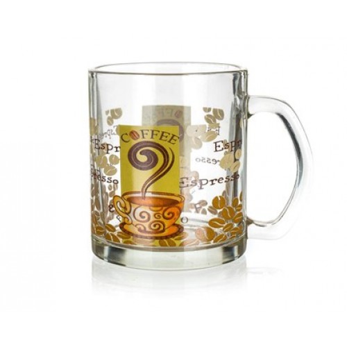 BANQUET Kubek szklany Odense 330ml dekor kawa II assort 04M223112