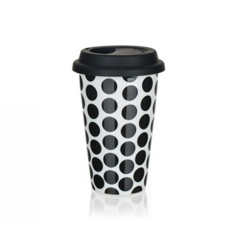 BANQUET Kubek z podwójną ścianką i silikonową pokrywką 280ml COLOR PLUS 60338003BL