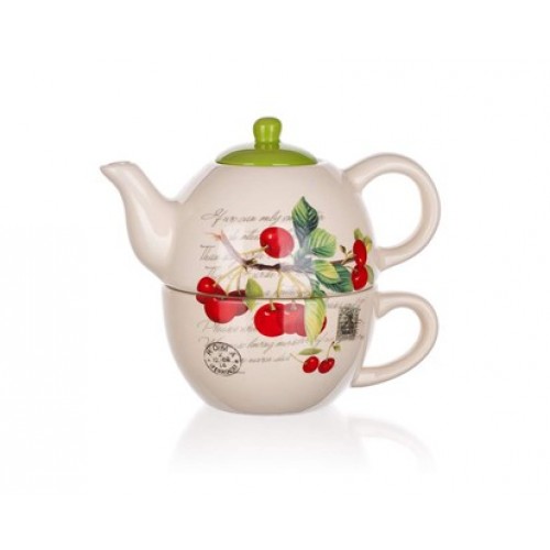 BANQUET Ceramiczny imbryk z kubkiem Cherry wisienki 60ZF1124CH