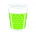 PROCOS Kubki plastikowe 8 szt. 200 ml Green Dots zielone w białe kropki 4483206