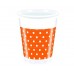 PROCOS Kubki plastikowe 8 szt. 200 ml Orange Dots pomarańczowe w białe kropki 4483212